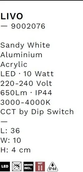 Aplica de perete LED baie IP44 LIVO alba