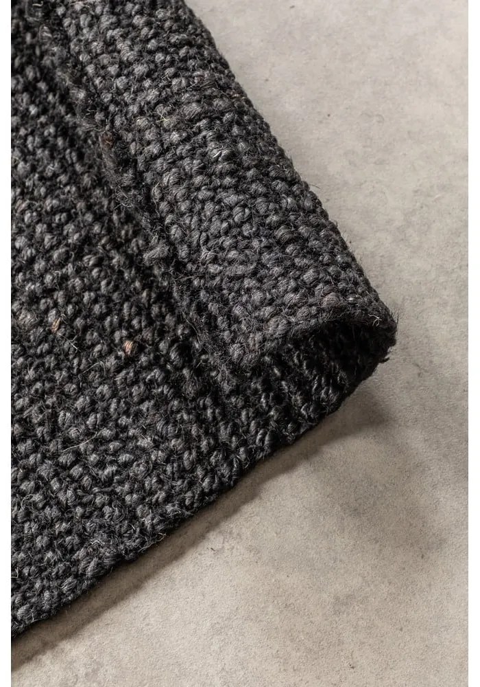 Covor negru din iută 80x150 cm Bouclé – Hanse Home