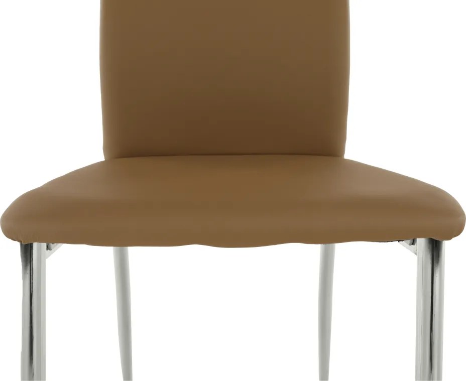 Scaun dining, piele ecologică bej/crom, ERVINA