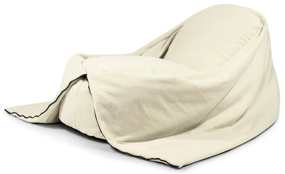 Fotoliu puf pentru copii crem cu tapițerie din țesătură bouclé Cocoon 120 – SLOWDOWN