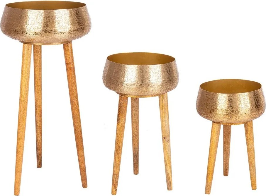 Ghivece decorative 3 buc. din metal handmade ø 37,5 cm Varanasi – Bizzotto
