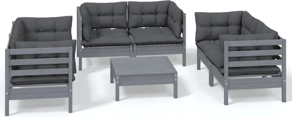 vidaXL Set mobilier grădină cu perne, 7 piese, lemn masiv de pin