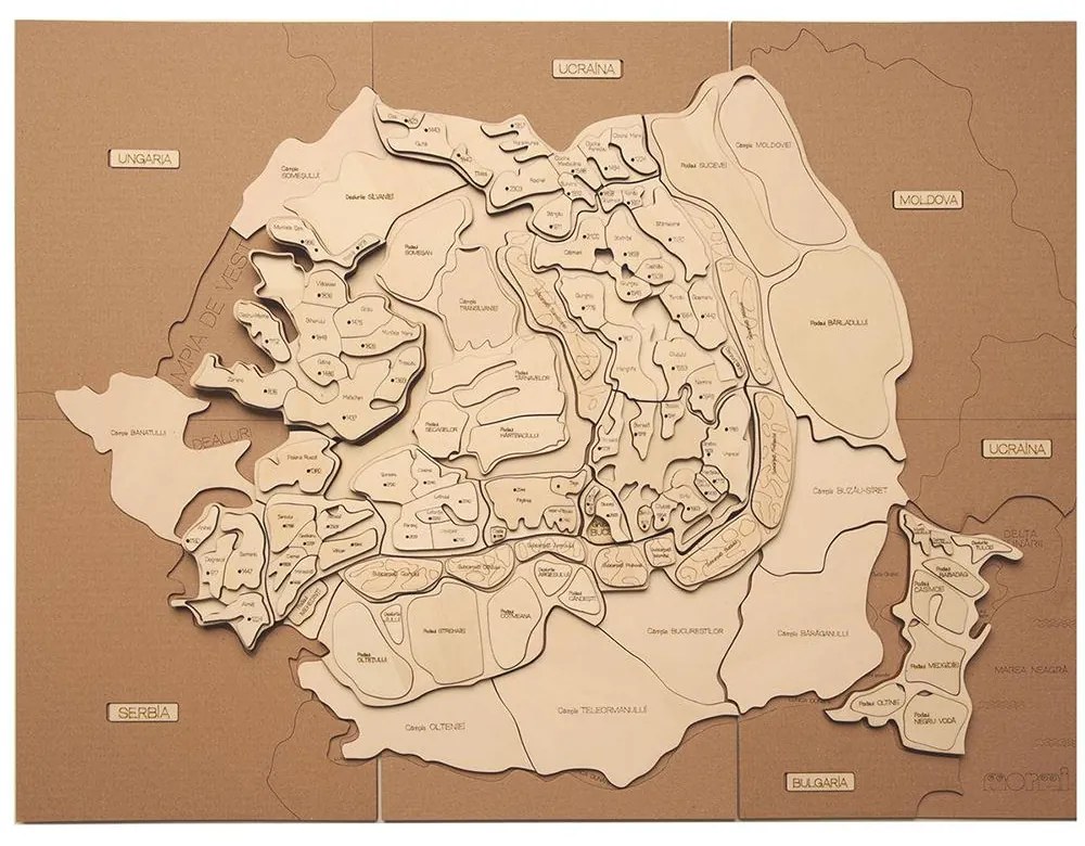 1 x PUZZLE HARTĂ ROMÂNIA - Munții și Podișurile
