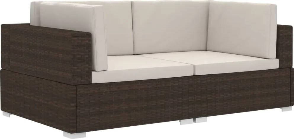 vidaXL Scaune de colț modulare cu perne, 2 buc., maro, poliratan