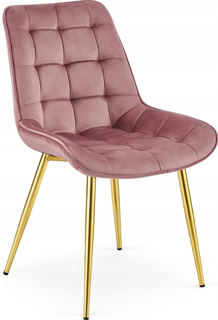 OFERTA Scaun de catifea roz inchis BERA cu picioare aurii II. calitate