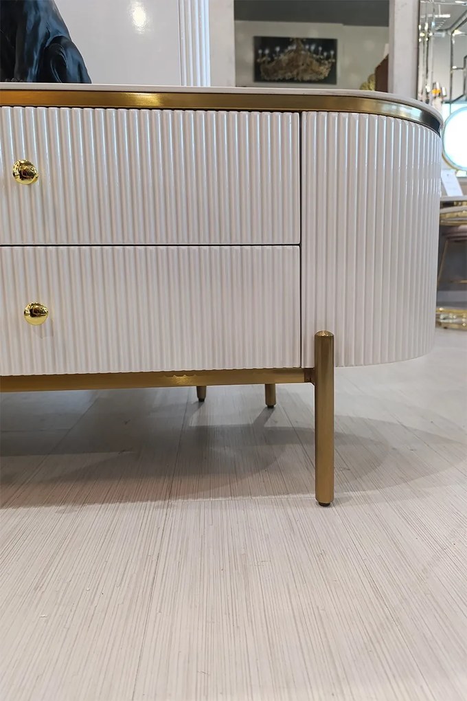 Comoda TV Morena alb/auriu L200 cm