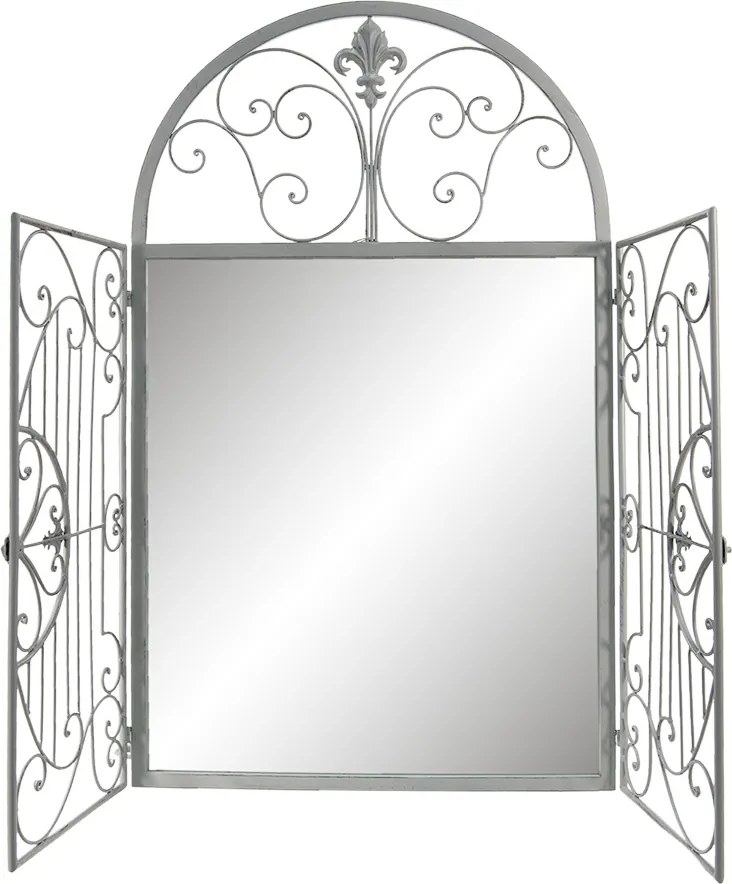 Oglinda de perete, gri, din metal, 61x3x103 cm