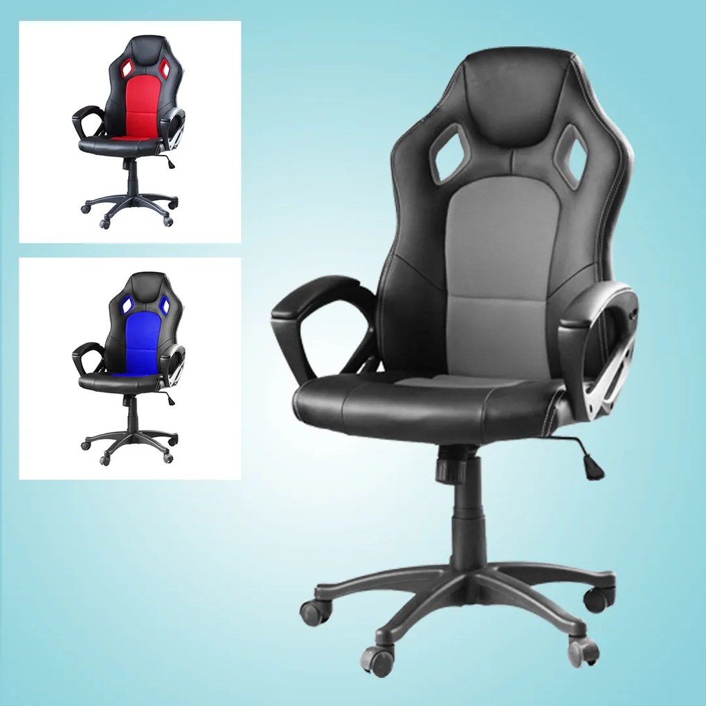 Scaun gamer Basic cu spatar color, Gri