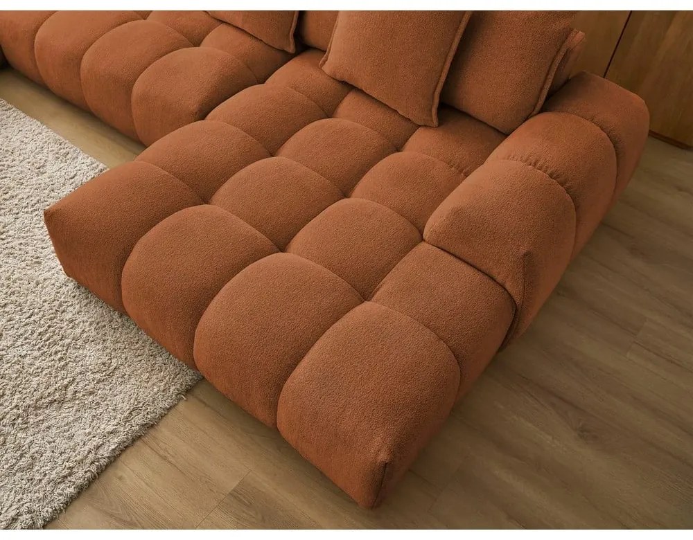 Colțar teracotă extensibil/cu spațiu de depozitare cu tapițerie din chenille (cu colț pe partea stângă/în formă de "U") Everest – Bobochic Paris