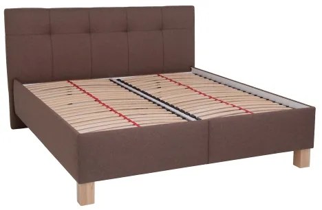 Pat tapițat MARIA 180 x 200 cm, cu saltea și spațiu de depozitare, maro