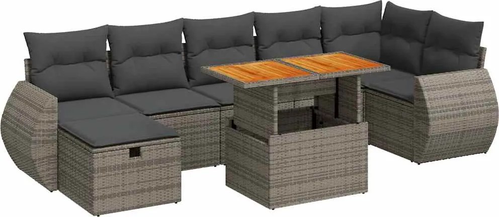 vidaXL Set canapea de grădină cu perne, 5 piese, poliratan/lemn acacia