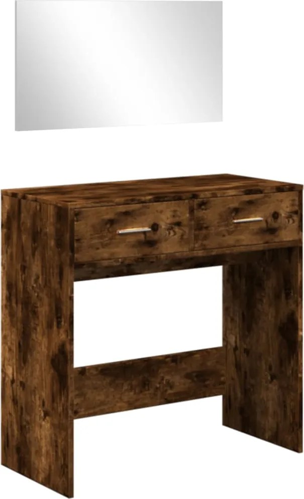 vidaXL Masă de toaletă cu oglindă, stejar fumuriu, 80x39x80 cm