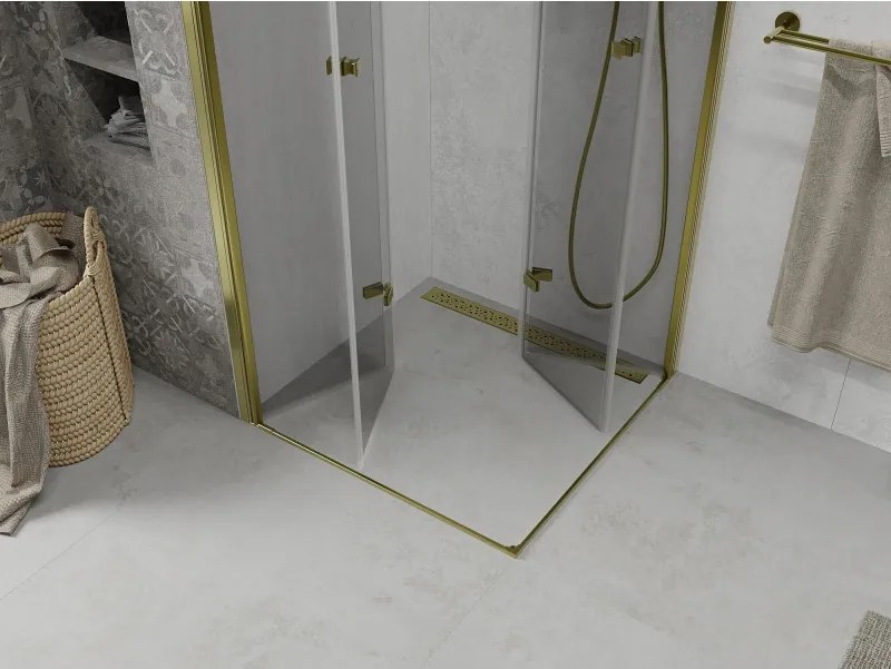 Mexen Lima Duo cabină de duș pliabilă 90 x 90 cm, transparent, auriu - 856-090-090-50-00-02