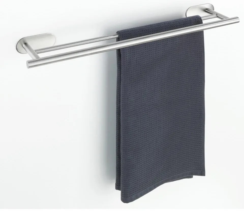 Suport pentru prosoape argintiu mat autoadeziv din oțel inoxidabil Orea Duo – Wenko