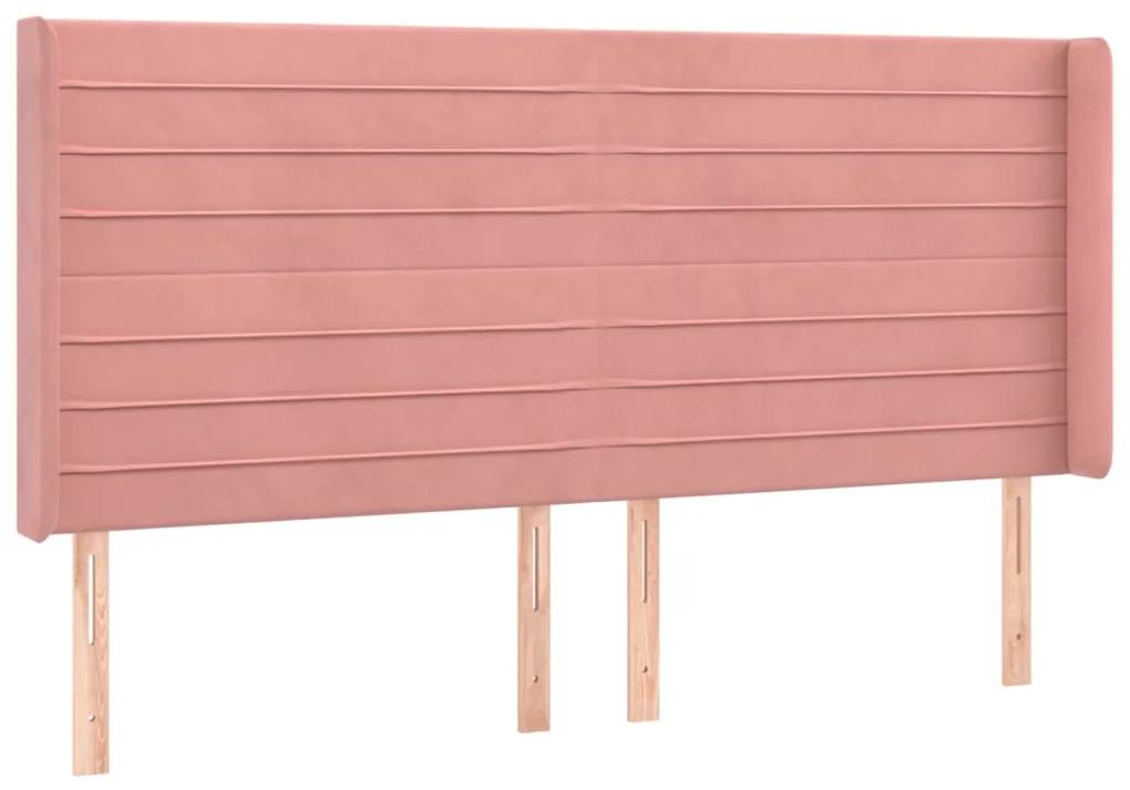 3119791 vidaXL Tăblie de pat cu aripioare, roz, 203x16x118/128 cm, catifea