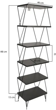 Bibliotecă BALABAN 165x48 cm antracit/neagră