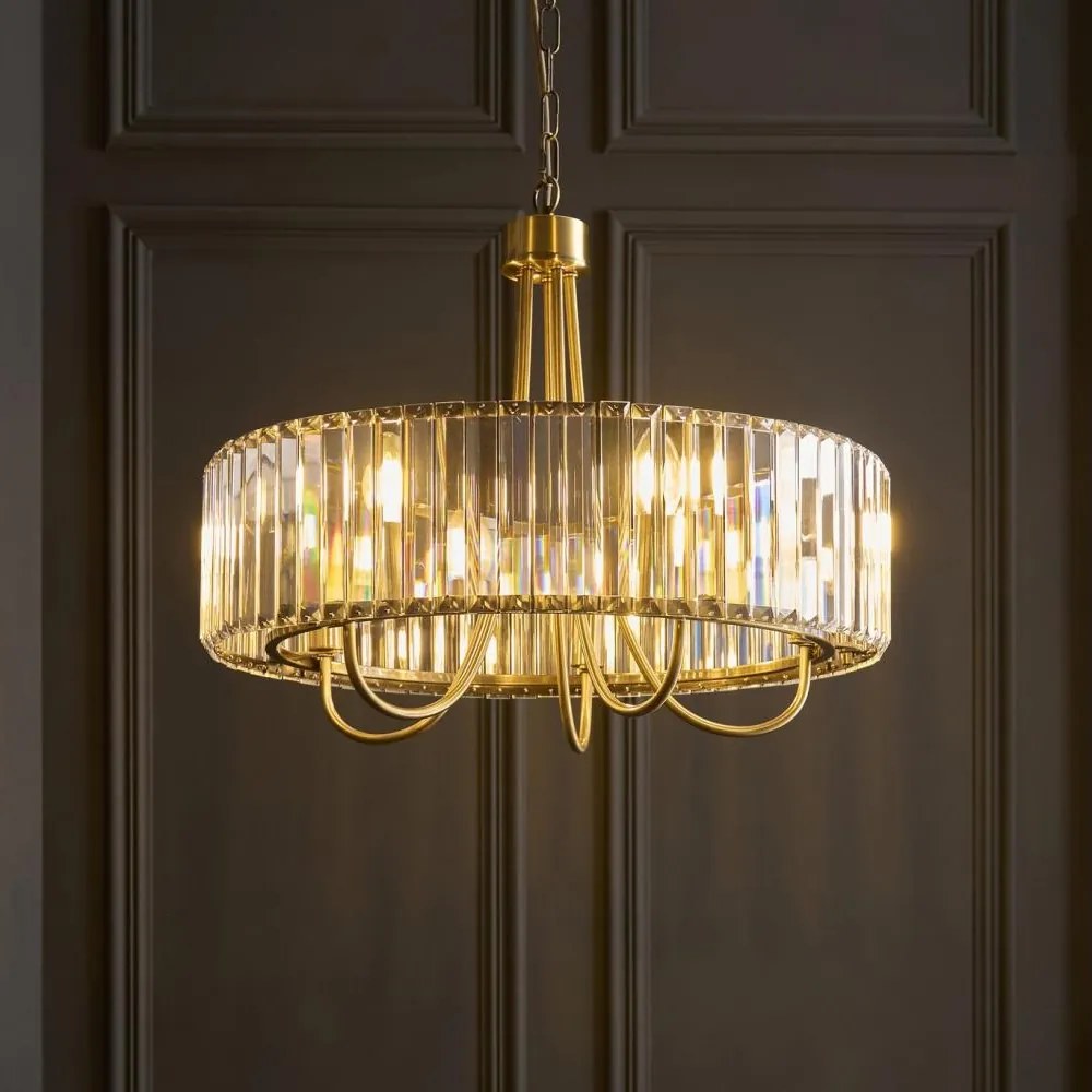 Endon 119610 - Candelabru VISCONTI cu lanț, 5 x E14, 6 W, 230 V, alamă