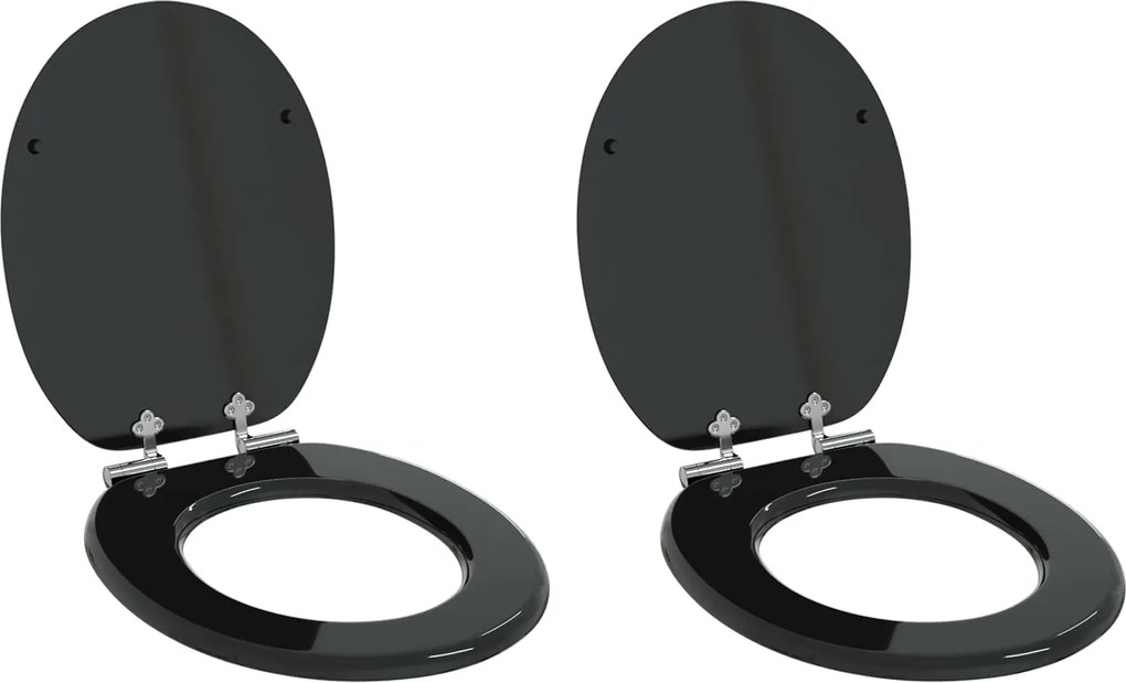 vidaXL Capac de toaletă cu închidere lentă 2 pcs Negru 44 x 38 cm