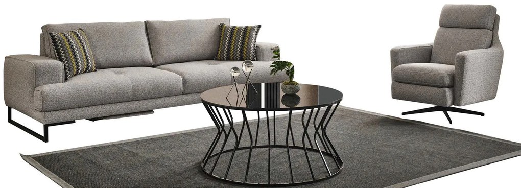 Canapea gri 3 locuri 240/106cm soft
