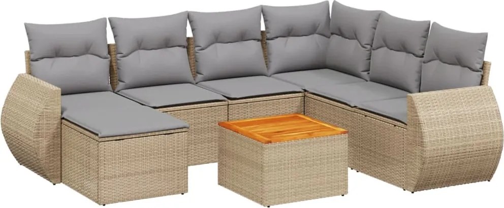vidaXL Set canapele de grădină, 8 piese, cu perne, bej, poliratan