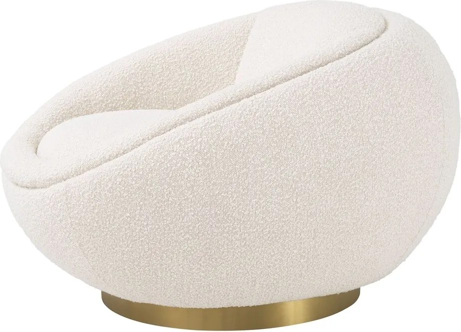 Fotoliu pivotant design elegant Bollinger, crem boucle 114819 HZ