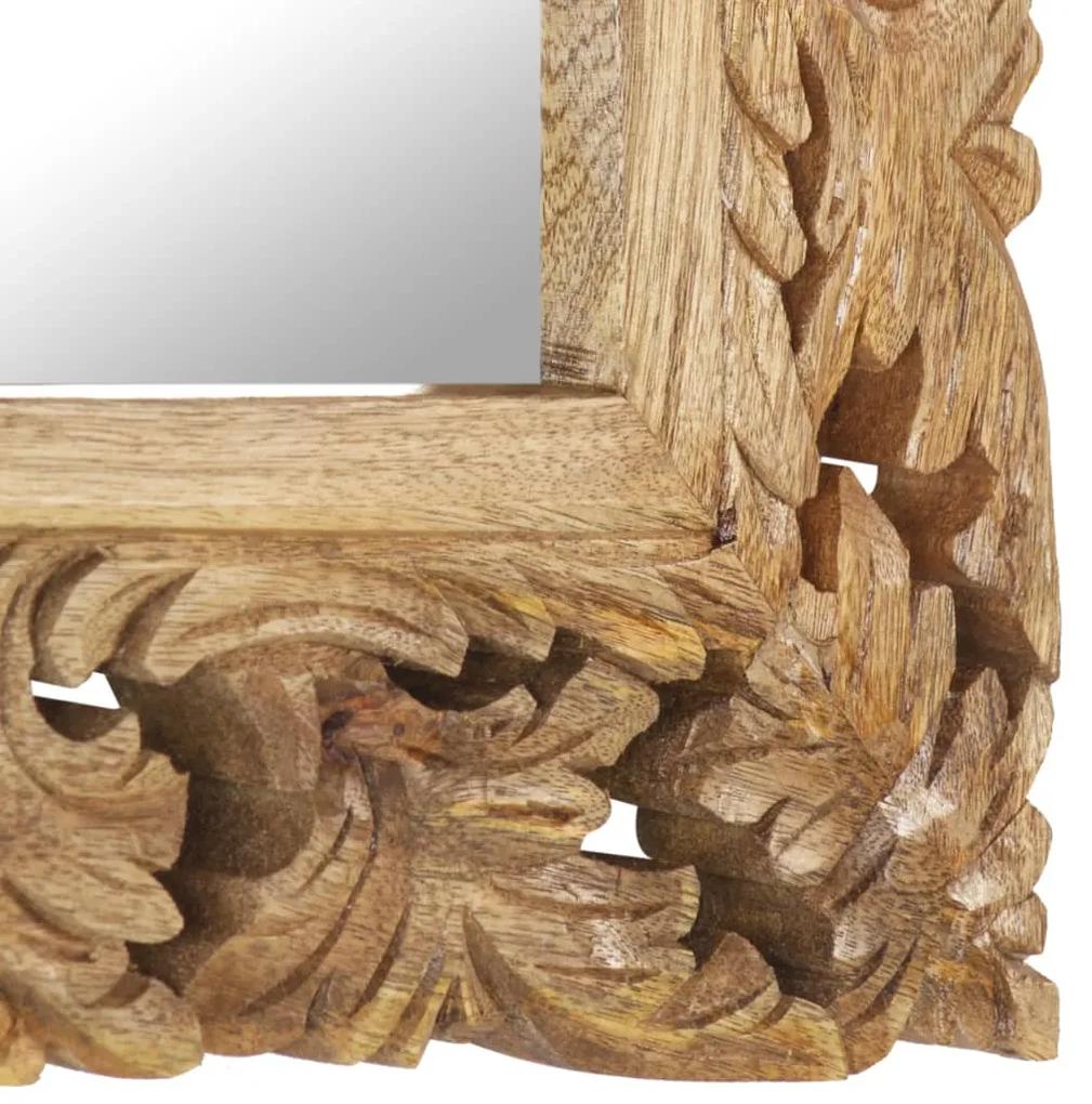 Oglinda sculptata manual, maro, 50x50 cm, lemn masiv de mango 1, Maro, 50 x 50 cm