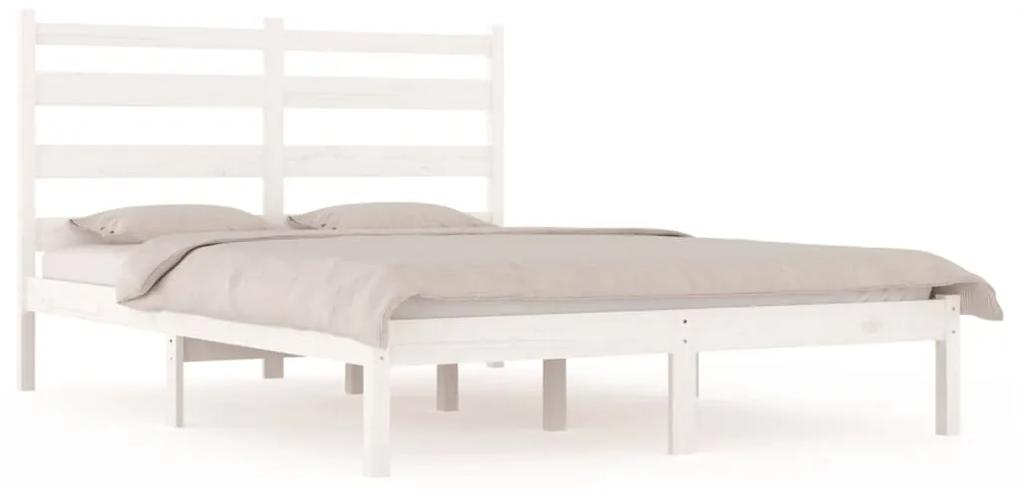 3103659 vidaXL Cadru de pat, alb, 160x200 cm, lemn masiv de pin
