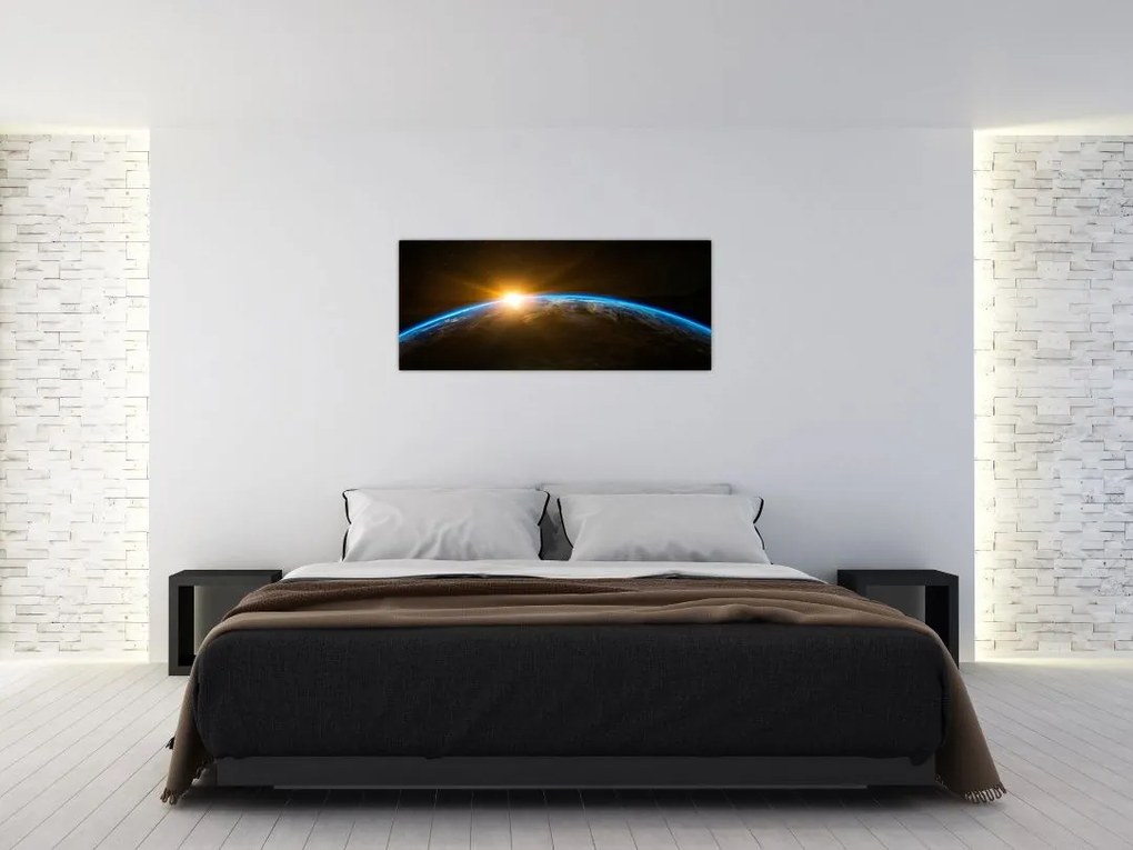 Tablou - Planeta Pământ și univers (120x50 cm)