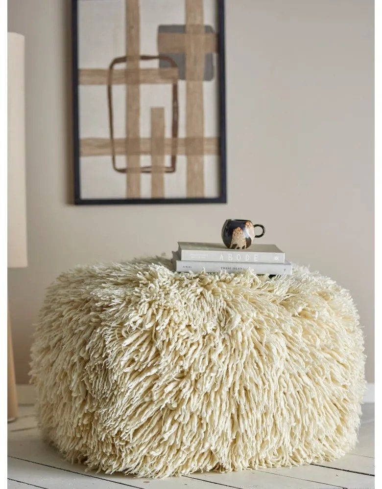 Taburet crem cu tapițerie din lână Lomba – Bloomingville