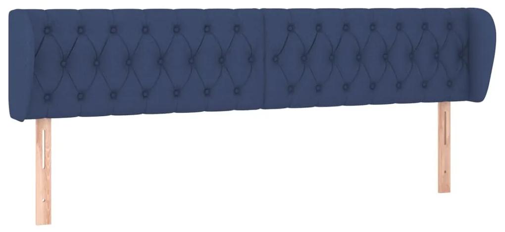 3117508 vidaXL Tăblie de pat cu aripioare, albastru, 203x23x78/88 cm textil