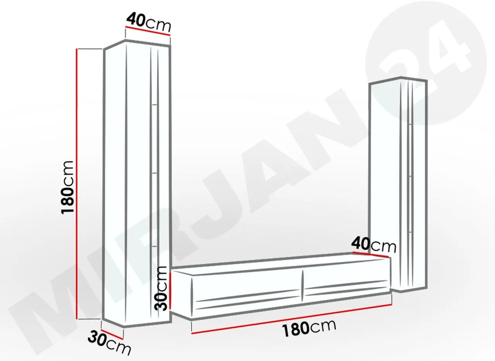 Mobilier living Ziggy III (negru + negru lucios). 1123290