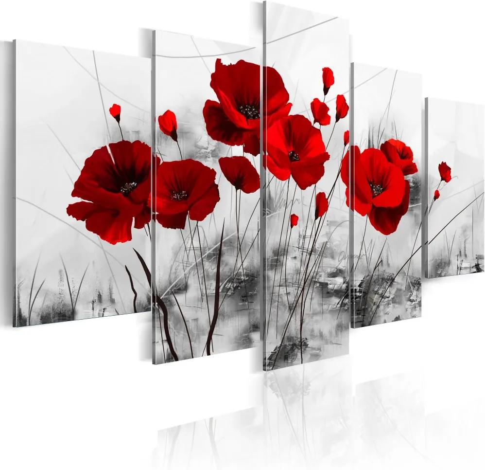 Tablou Bimago - Poppies - red miracle 200x100 cm