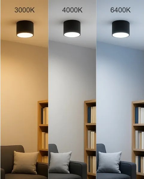 Spot LED, 10W, 230V, 3000/4000/6400K, diametru 12 cm, negru