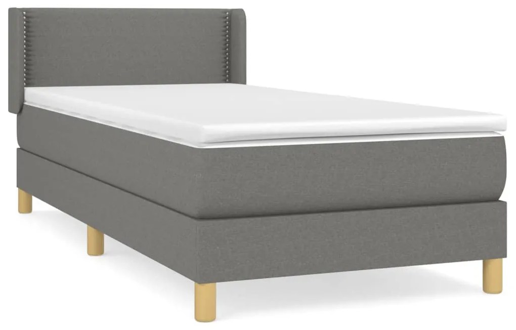 3130170 vidaXL Pat box spring cu saltea, gri închis, 100x200 cm, textil