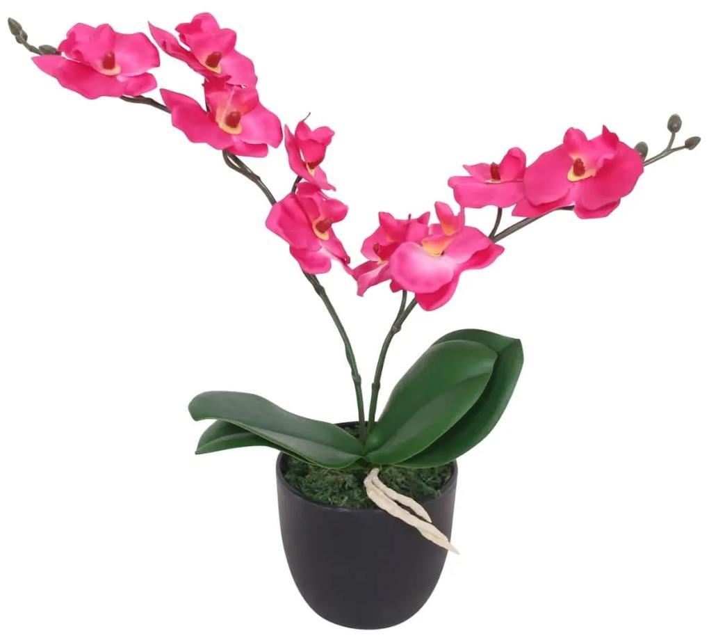 Planta artificiala orhidee cu ghiveci, 30 cm, rosu 1, Rosu, 30 cm