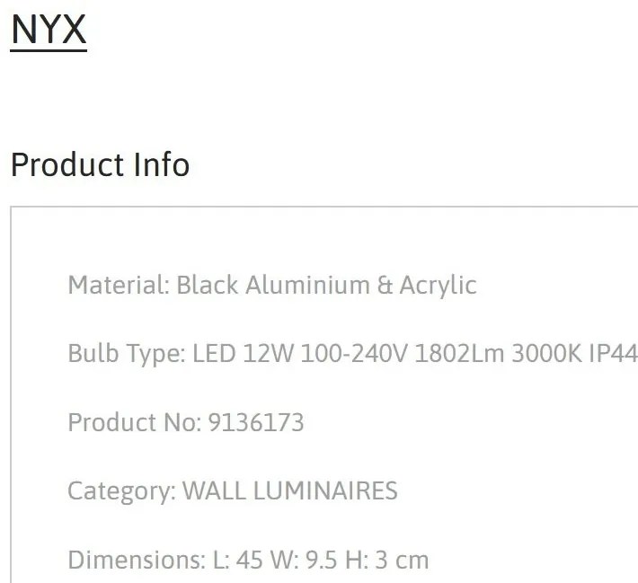 Aplica LED pentru perete baie IP44 NYX