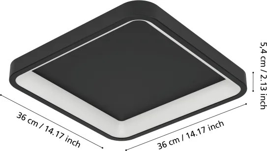 Eglo 901911 - LED RGBW Plafonieră dimabilă LORETELLO-Z LED/20W/230V 35x35cm negru