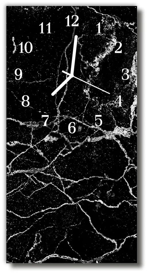 Ceas de perete din sticla vertical Arta naturala negru de piatra