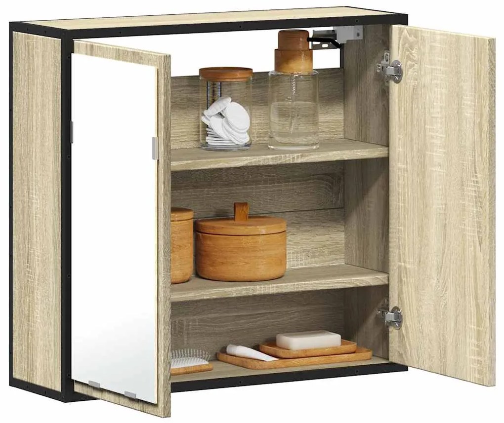 vidaXL Dulap baie cu oglindă stejar sonoma 65x20x60 cm lemn compozit