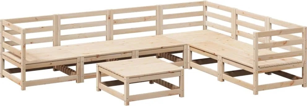 vidaXL Set canapea de grădină, 7 piese, lemn masiv de pin