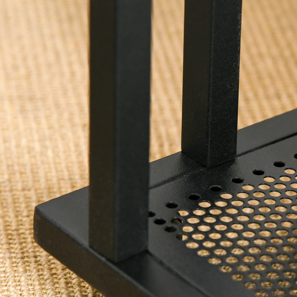 Masuta de cafea coltar pentru canapea si pat cu 4 roti in stil industrial din lemn, 51x36x61 cm HOMCOM | Aosom RO