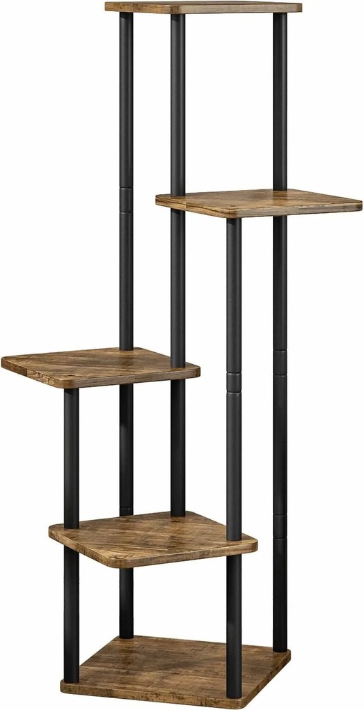 Etajera ADITE, lemn rustic/negru, metal/PAL, 30x30x107 cm
