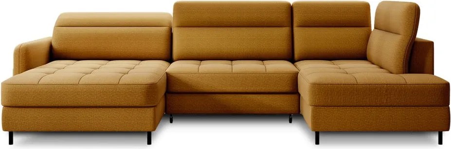 Colțar galben extensibil/cu spațiu de depozitare cu tapițerie din catifea (cu colț pe partea dreaptă/în formă de "U") Berrto – ELTAP