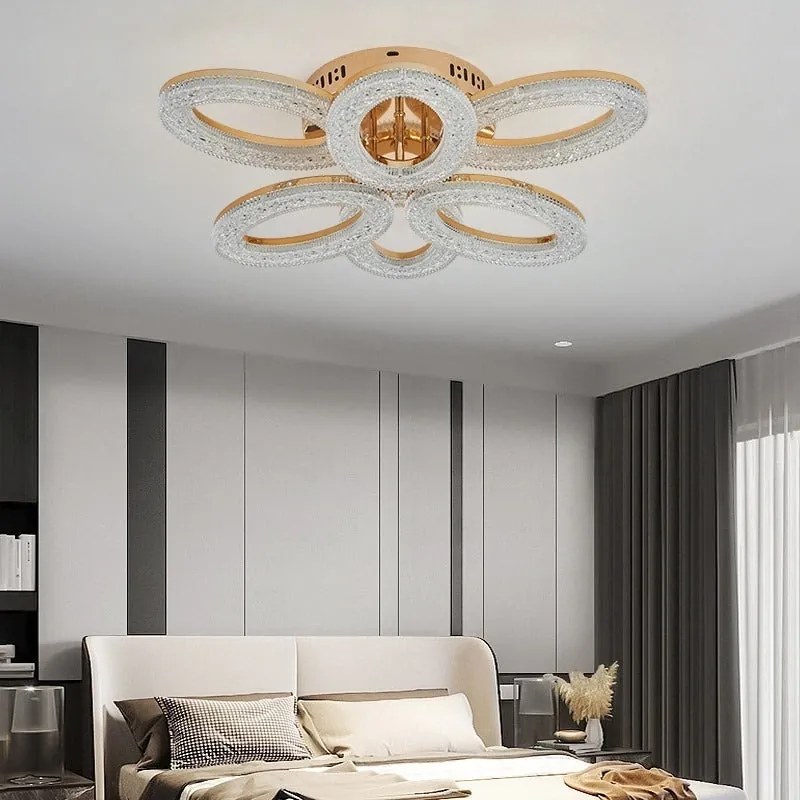 Lustra Cu Telecomanda, 3 Tipuri De Lumina, Intensitate Reglabila, 120W, Auriu