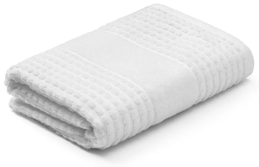 Prosop alb din bumbac organic din frotir 50x100 cm Check – JUNA