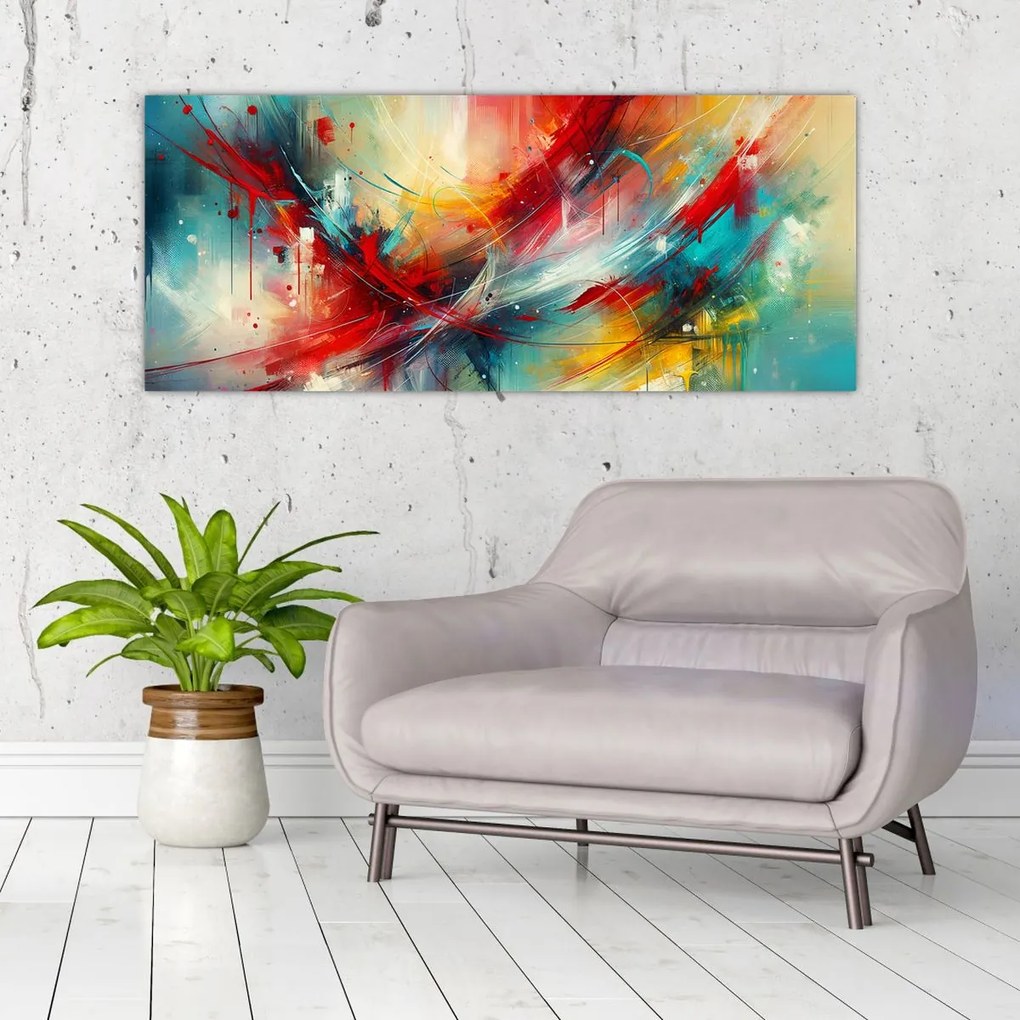 Tablou – Abstracție cu roșu (120x50 cm)