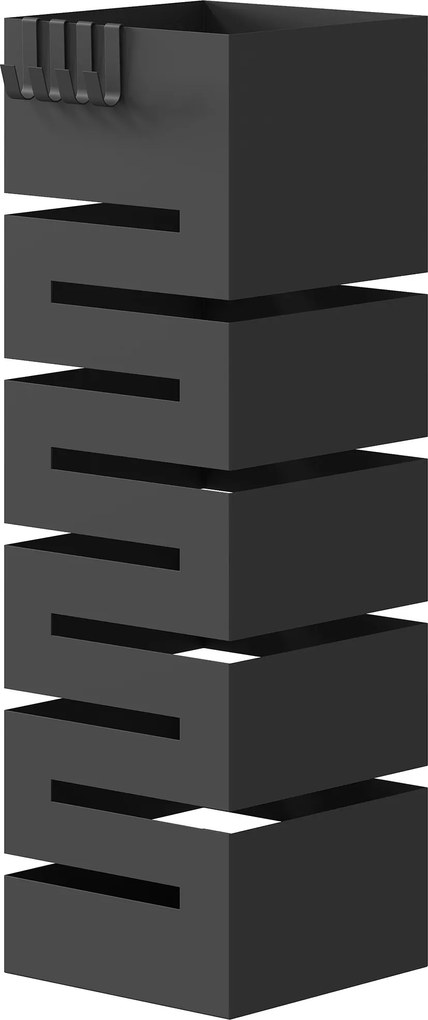 HOMCOM Suport umbrele, stativ metalic pentru umbrele, suport freestanding pentru umbrele cu cârlige și tavă de scurgere, capacitate 8 umbrele, negru | Aosom Romania