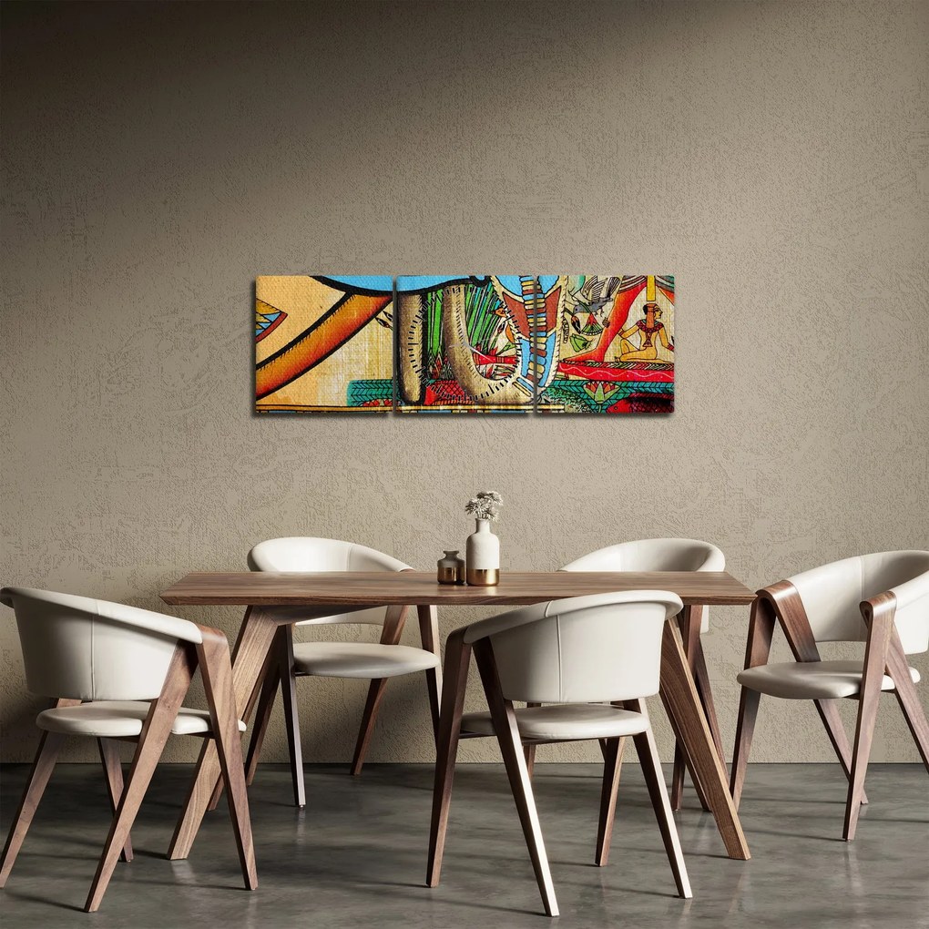 Tablou- Pictură egipteană (cu ceas) (90x30 cm)