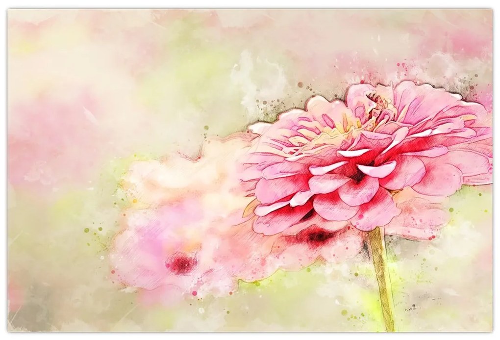 Tablou - Floare roz, aquarel (90x60 cm)