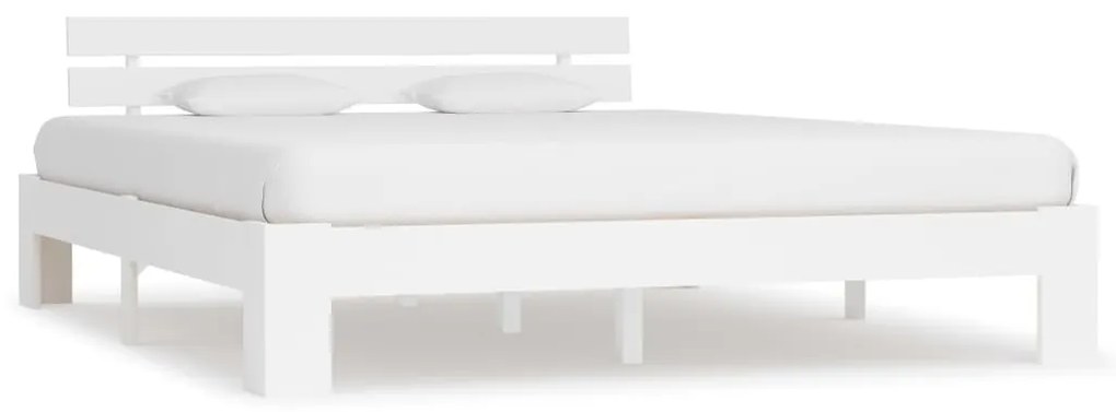 vidaXL Cadru de pat cu tăblie, alb, 180x200 cm, lemn masiv de pin